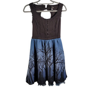 Disney Alice in Wonderland Corset Dress XS Gothic Forest Blue Black Fairytale